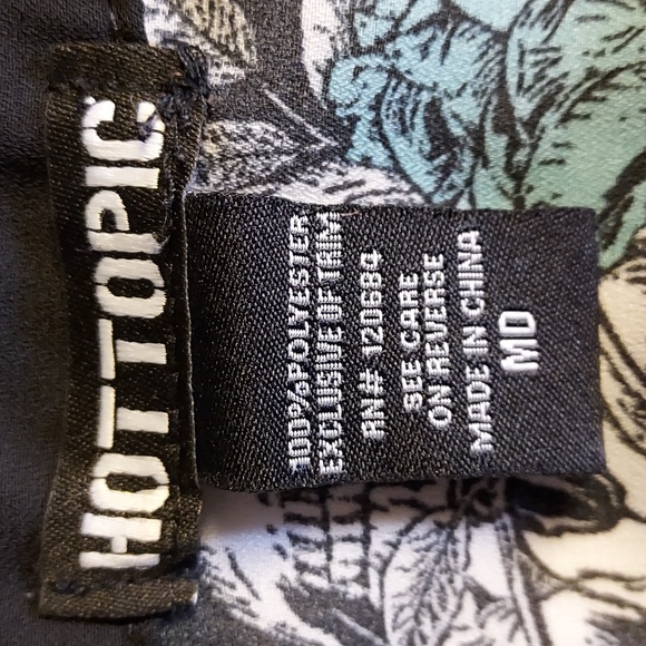 Hot Topic Multicolored High Low Goth Skull & Floral Chiffon Fringe Kimono Size M - Picture 6 of 8